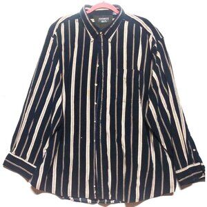 Trader Bay Shirt Micro-Corduroy 3XL Button-Down blue cream stripes Long Sleeve